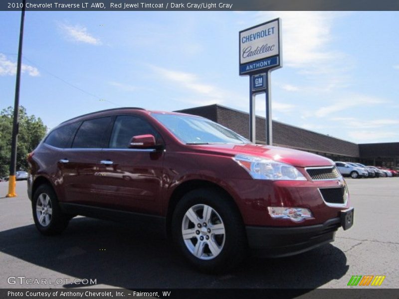 Red Jewel Tintcoat / Dark Gray/Light Gray 2010 Chevrolet Traverse LT AWD
