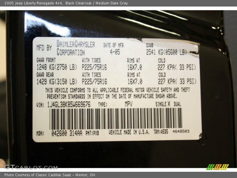 Black Clearcoat / Medium Slate Gray 2005 Jeep Liberty Renegade 4x4