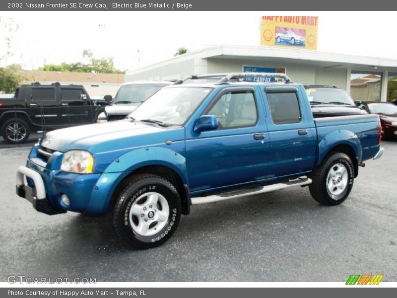 Electric Blue Metallic / Beige 2002 Nissan Frontier SE Crew Cab