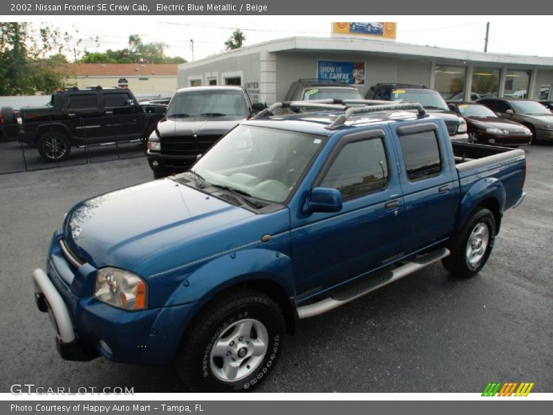 Electric Blue Metallic / Beige 2002 Nissan Frontier SE Crew Cab