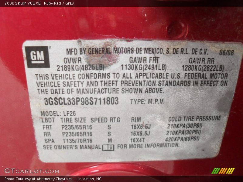 Ruby Red / Gray 2008 Saturn VUE XE