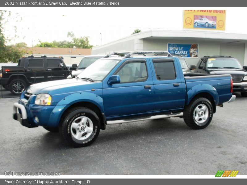 Electric Blue Metallic / Beige 2002 Nissan Frontier SE Crew Cab