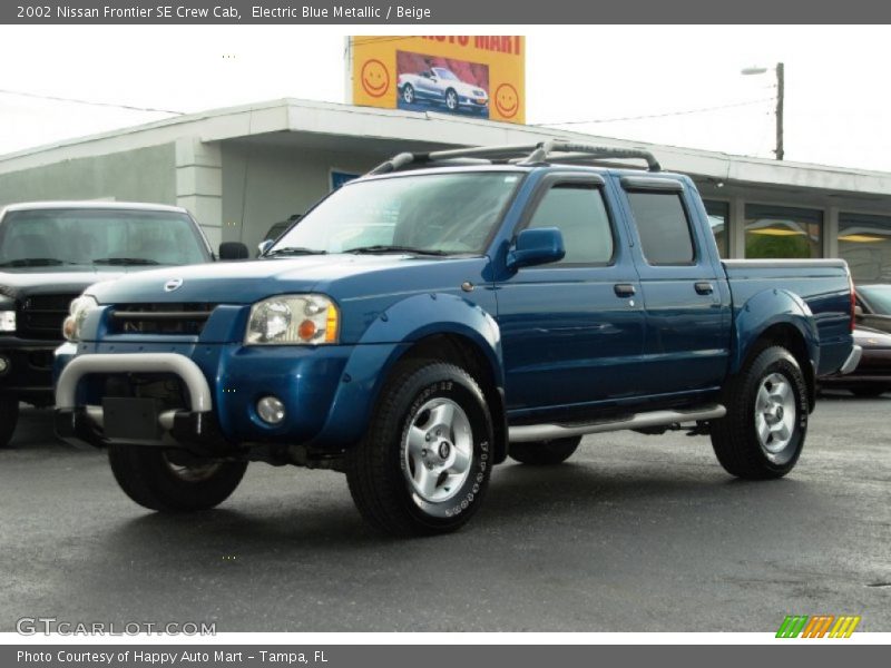 Electric Blue Metallic / Beige 2002 Nissan Frontier SE Crew Cab