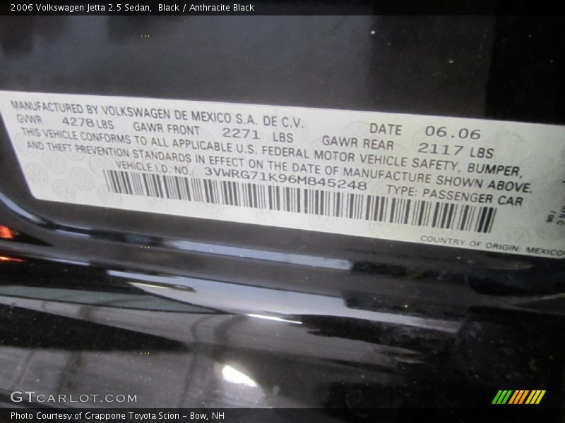 Black / Anthracite Black 2006 Volkswagen Jetta 2.5 Sedan