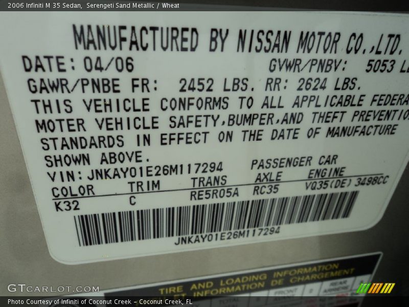 Serengeti Sand Metallic / Wheat 2006 Infiniti M 35 Sedan