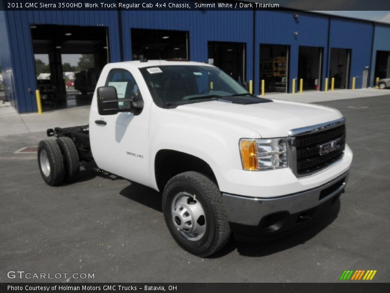 Front 3/4 View of 2011 Sierra 3500HD Work Truck Regular Cab 4x4 Chassis