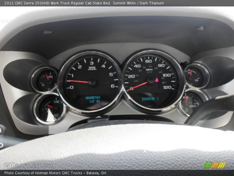 Summit White / Dark Titanium 2011 GMC Sierra 3500HD Work Truck Regular Cab Stake Bed