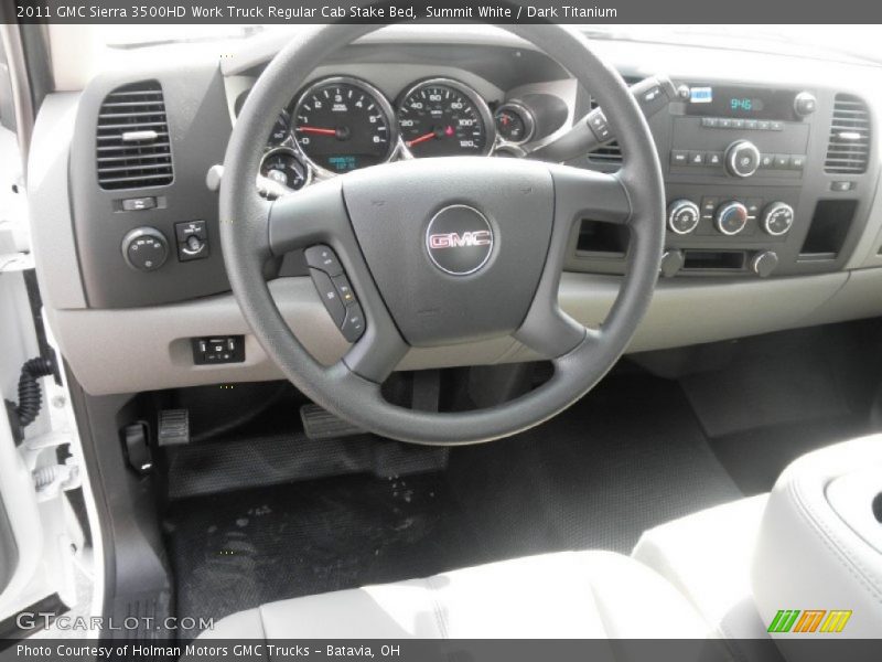 Summit White / Dark Titanium 2011 GMC Sierra 3500HD Work Truck Regular Cab Stake Bed