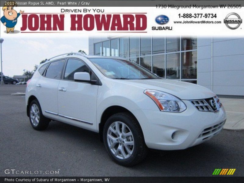 Pearl White / Gray 2011 Nissan Rogue SL AWD