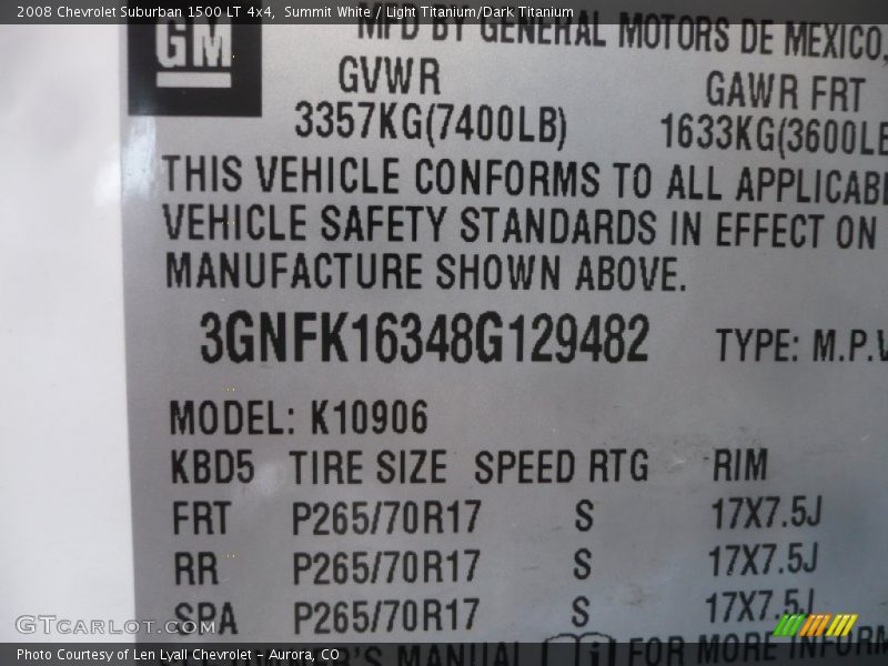 Summit White / Light Titanium/Dark Titanium 2008 Chevrolet Suburban 1500 LT 4x4