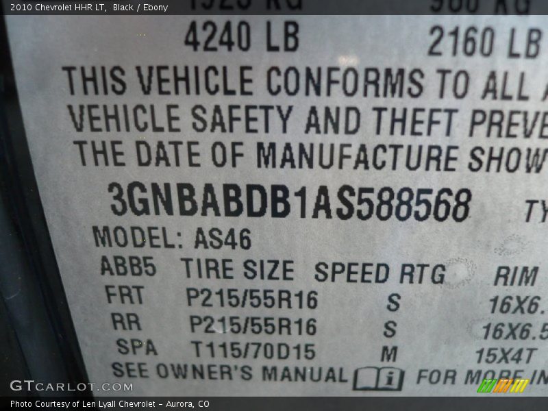 Black / Ebony 2010 Chevrolet HHR LT