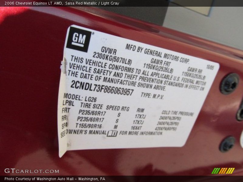 Salsa Red Metallic / Light Gray 2006 Chevrolet Equinox LT AWD