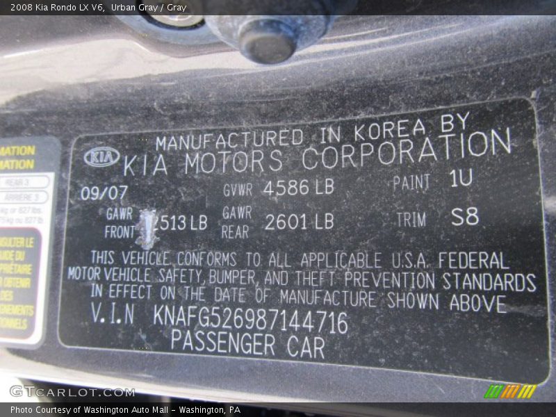 Urban Gray / Gray 2008 Kia Rondo LX V6