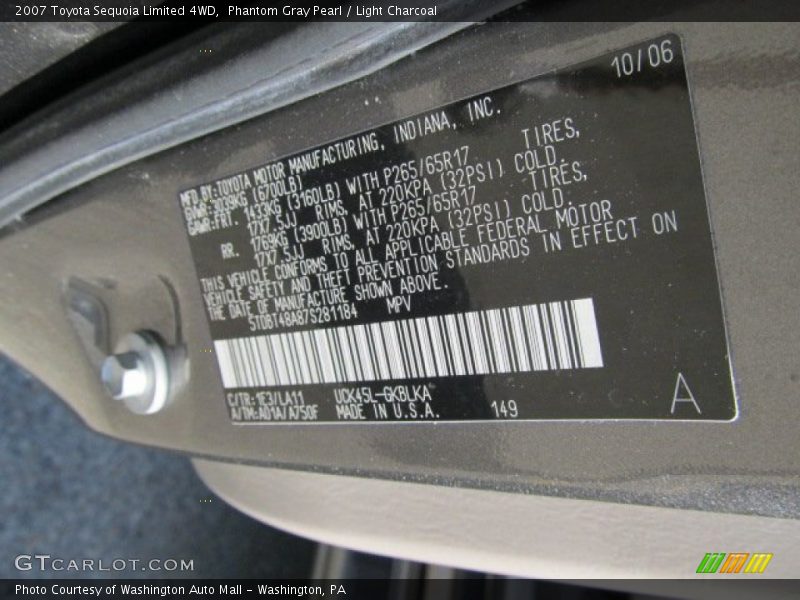 Phantom Gray Pearl / Light Charcoal 2007 Toyota Sequoia Limited 4WD