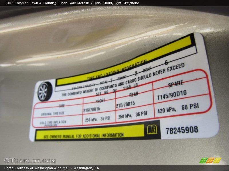Linen Gold Metallic / Dark Khaki/Light Graystone 2007 Chrysler Town & Country