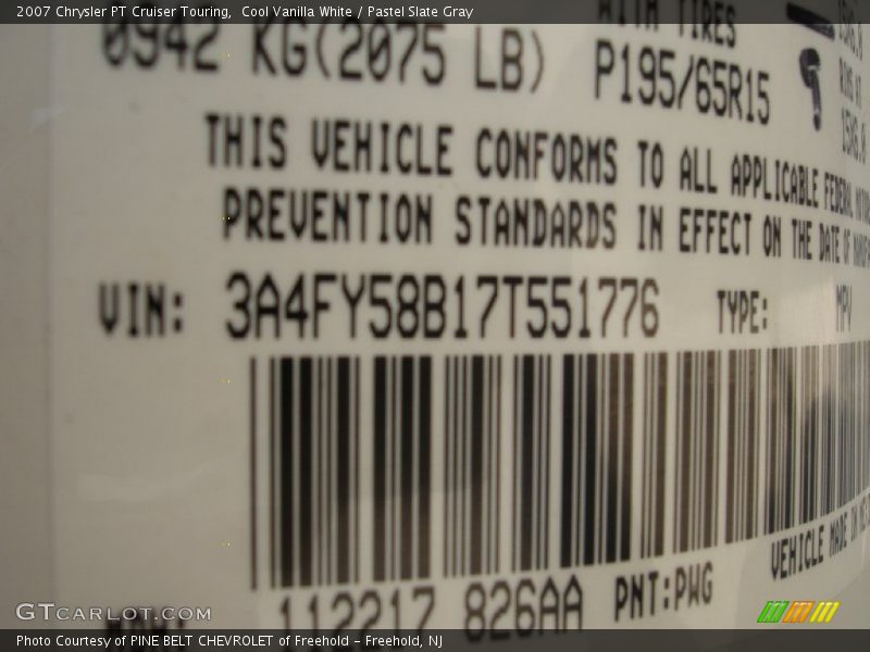 Cool Vanilla White / Pastel Slate Gray 2007 Chrysler PT Cruiser Touring