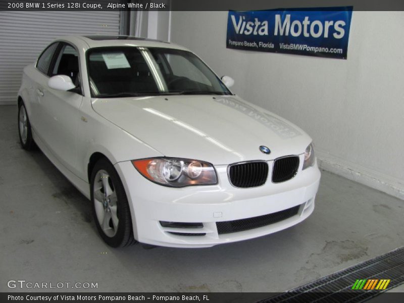 Alpine White / Black 2008 BMW 1 Series 128i Coupe