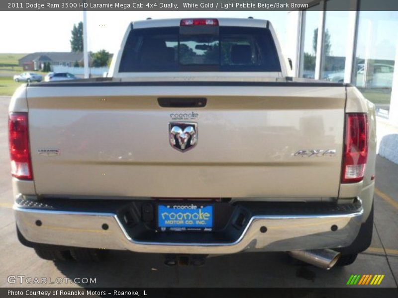 White Gold / Light Pebble Beige/Bark Brown 2011 Dodge Ram 3500 HD Laramie Mega Cab 4x4 Dually