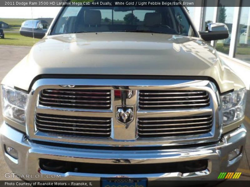 White Gold / Light Pebble Beige/Bark Brown 2011 Dodge Ram 3500 HD Laramie Mega Cab 4x4 Dually