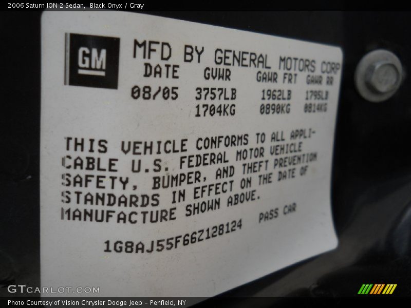 Black Onyx / Gray 2006 Saturn ION 2 Sedan