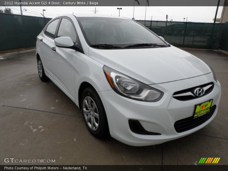 Century White / Beige 2012 Hyundai Accent GLS 4 Door