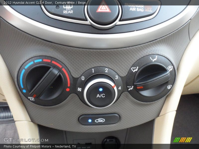 Controls of 2012 Accent GLS 4 Door
