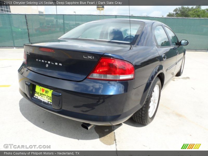 Deep Sapphire Blue Pearl / Dark Slate Gray 2003 Chrysler Sebring LXi Sedan
