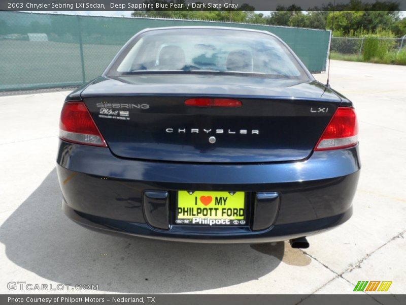 Deep Sapphire Blue Pearl / Dark Slate Gray 2003 Chrysler Sebring LXi Sedan