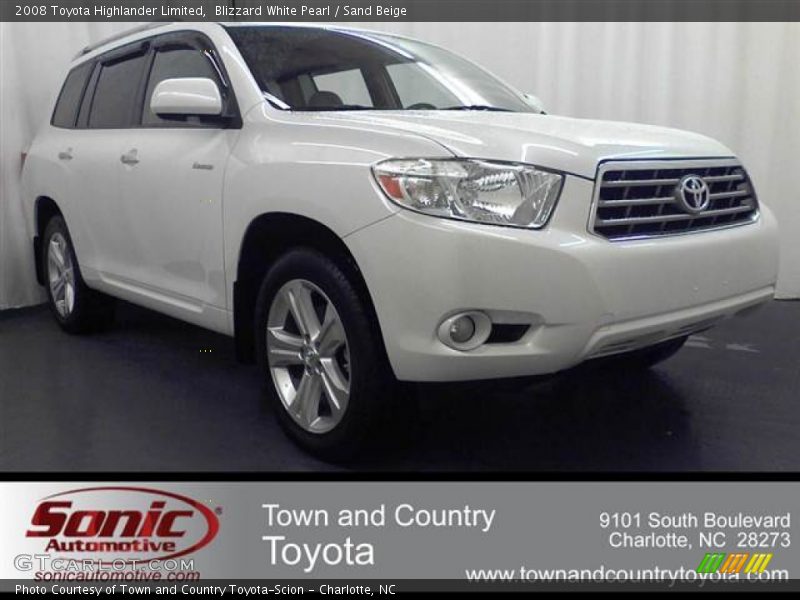 Blizzard White Pearl / Sand Beige 2008 Toyota Highlander Limited