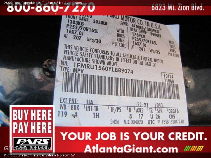 Black / Medium Graphite 2000 Ford Expedition XLT