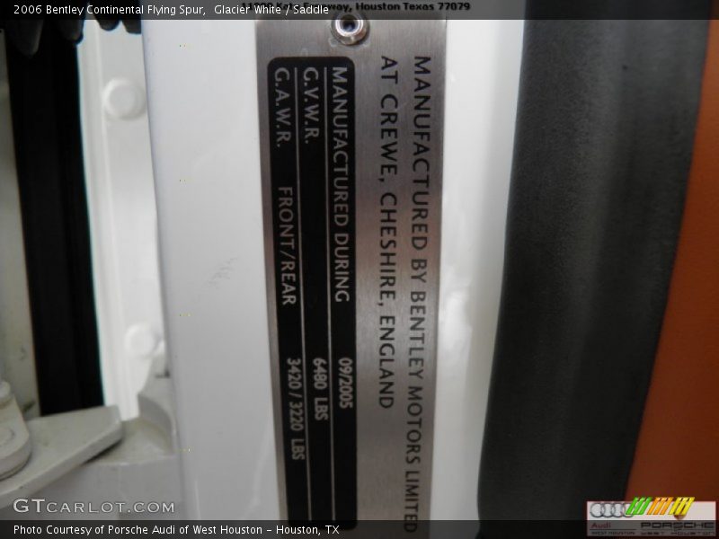 Glacier White / Saddle 2006 Bentley Continental Flying Spur