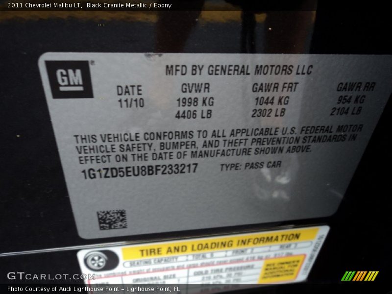 Black Granite Metallic / Ebony 2011 Chevrolet Malibu LT