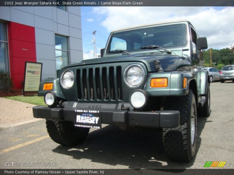 Shale Green Metallic / Camel Beige/Dark Green 2002 Jeep Wrangler Sahara 4x4