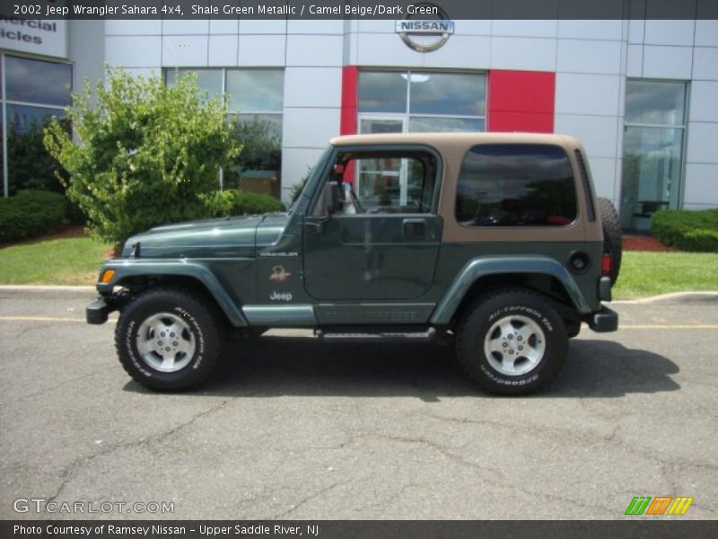 Shale Green Metallic / Camel Beige/Dark Green 2002 Jeep Wrangler Sahara 4x4