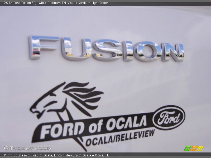 White Platinum Tri-Coat / Medium Light Stone 2012 Ford Fusion SE