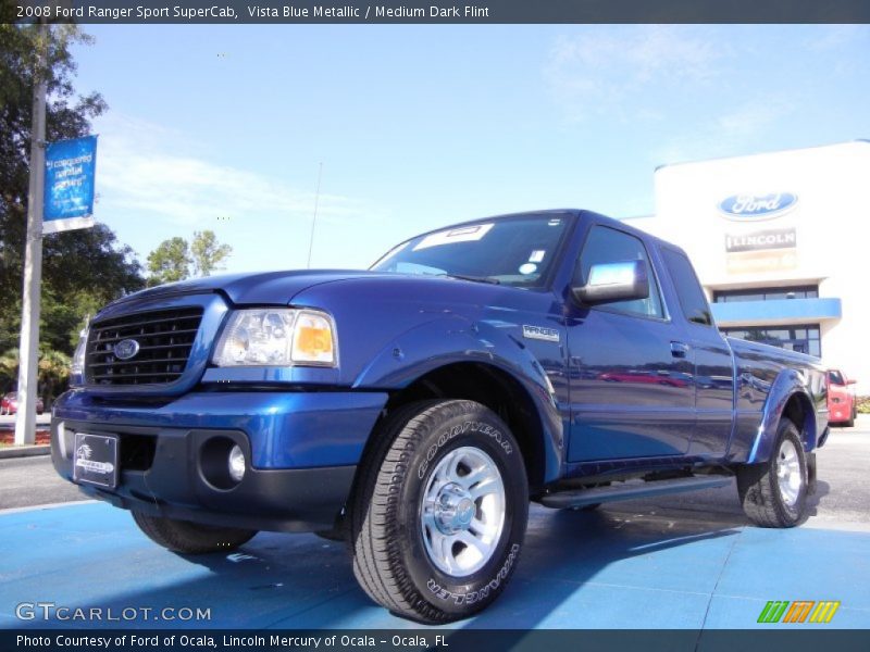 Vista Blue Metallic / Medium Dark Flint 2008 Ford Ranger Sport SuperCab