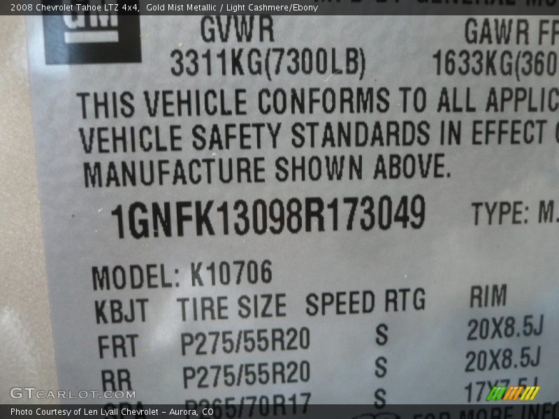 Gold Mist Metallic / Light Cashmere/Ebony 2008 Chevrolet Tahoe LTZ 4x4