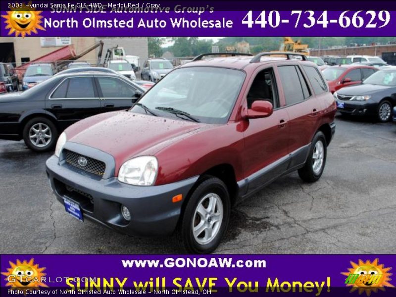 Merlot Red / Gray 2003 Hyundai Santa Fe GLS 4WD