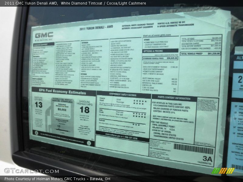 White Diamond Tintcoat / Cocoa/Light Cashmere 2011 GMC Yukon Denali AWD