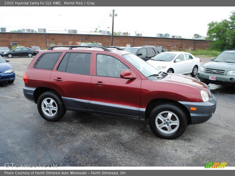 Merlot Red / Gray 2003 Hyundai Santa Fe GLS 4WD