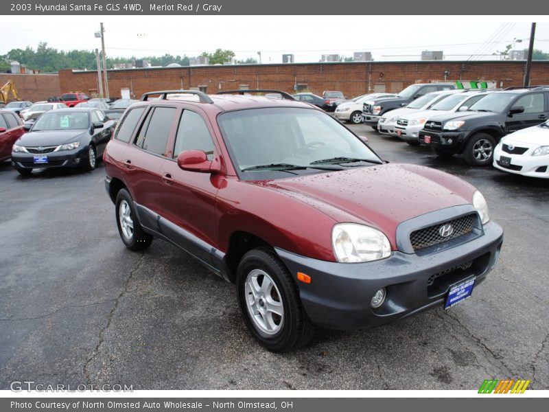Merlot Red / Gray 2003 Hyundai Santa Fe GLS 4WD