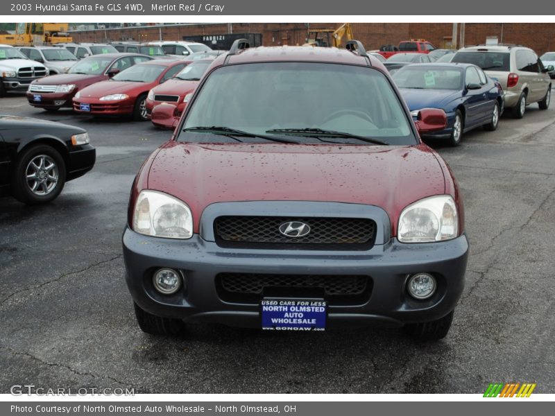 Merlot Red / Gray 2003 Hyundai Santa Fe GLS 4WD