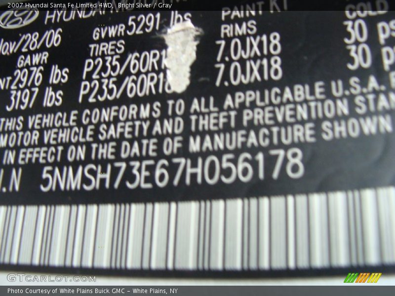 Bright Silver / Gray 2007 Hyundai Santa Fe Limited 4WD