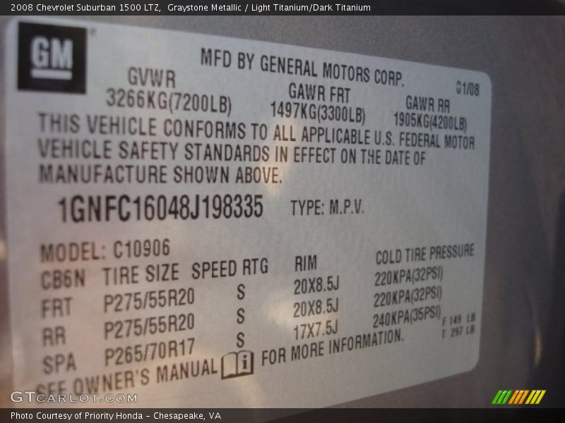 Graystone Metallic / Light Titanium/Dark Titanium 2008 Chevrolet Suburban 1500 LTZ