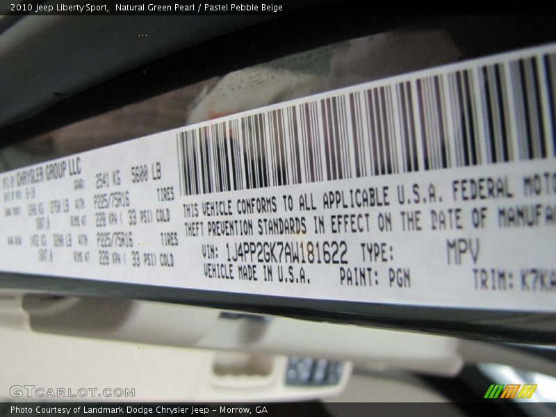 Natural Green Pearl / Pastel Pebble Beige 2010 Jeep Liberty Sport
