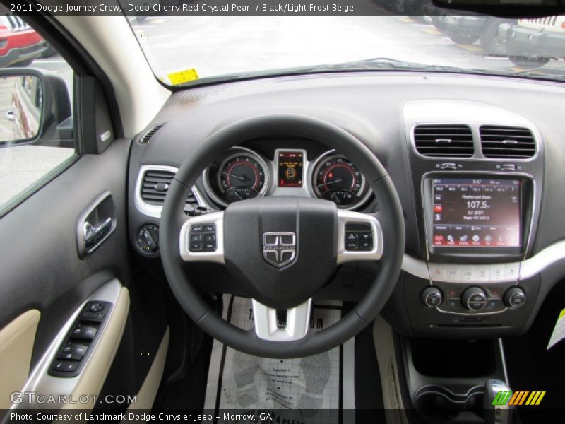 Deep Cherry Red Crystal Pearl / Black/Light Frost Beige 2011 Dodge Journey Crew