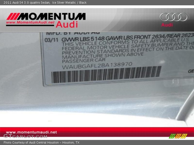 Ice Silver Metallic / Black 2011 Audi S4 3.0 quattro Sedan