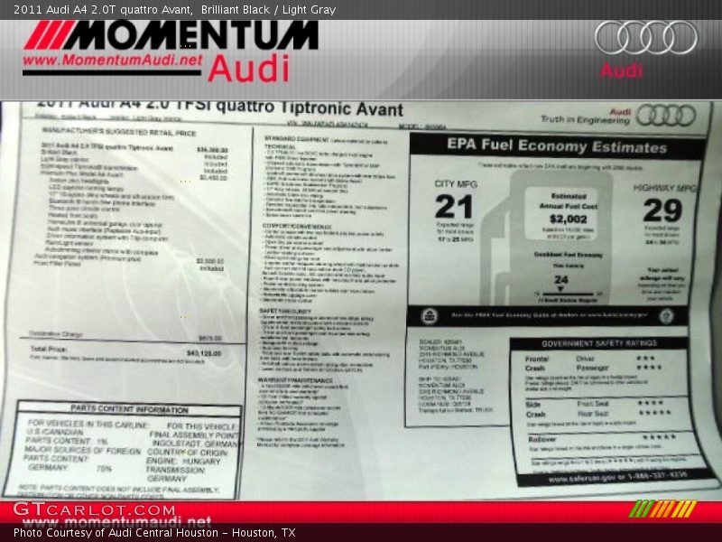 Brilliant Black / Light Gray 2011 Audi A4 2.0T quattro Avant