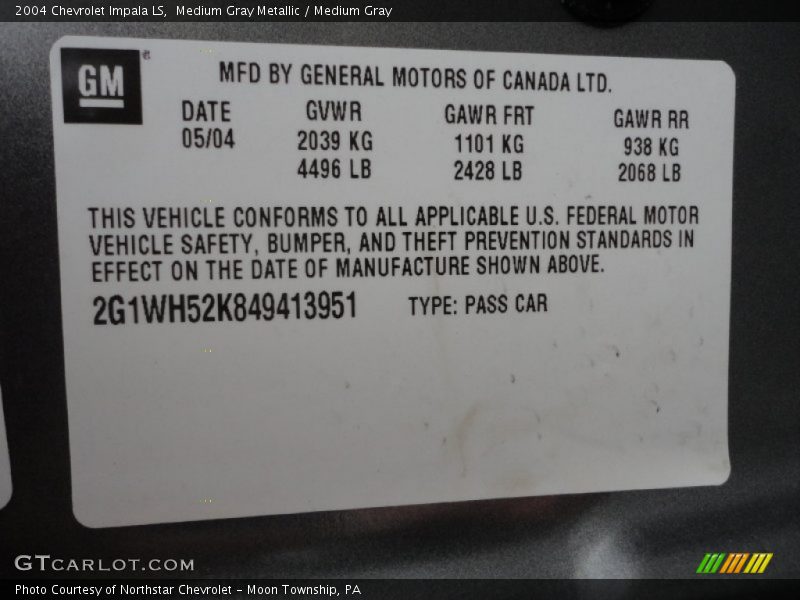 Medium Gray Metallic / Medium Gray 2004 Chevrolet Impala LS
