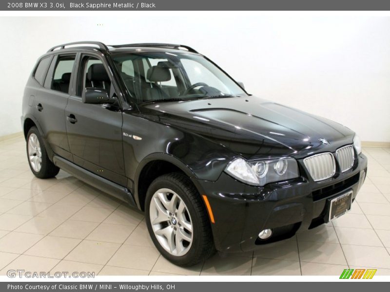 Black Sapphire Metallic / Black 2008 BMW X3 3.0si